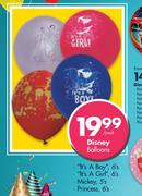Disney Balloons/It's A Boy-6's/It's A Girl-6's/Mickey-5's/Princess-6's -Per Pack