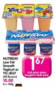 Nutriday Low Fat Smooth Yoghurt Or Yo Jelly(All Flavours)-6x100g