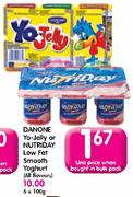 Danone Yo-Jelly Or Nutriday Low Fat Smooth Yoghurt(All Flavours)-6x100g