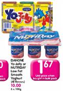Danone Yo-Jelly Or Nutriday Low Fat Smooth Yoghurt(All Flavours)-6X100g