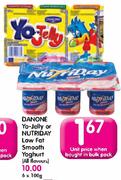 Danone Yo Jelly Or Nutriday Low Fat Smooth Yoghurt(All Flavours)-6x100G