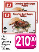 I&J Beef Catering Burgers Beef-60x100G Each