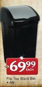 Flip Top Black Bin 46L