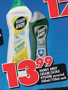 Handy Andy Cream/Ultra Hygiene-500ml/750ml Each