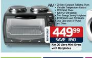 Aim 20 Litre Mini Oven With Hotplates -Each