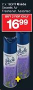 Glade Secrets Air Freshner,Assorted-2 x 180ml