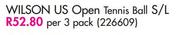 Wilson US Open Tennis Ball S/L-Per 3 Pack