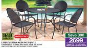 H & H Collection Serena Mesh Patio Suite-5 Piece