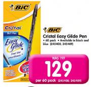 BIC Cristal Easy Glide Pen-60's Pack