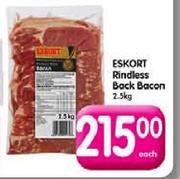 Eskort Rindless Back Bacon-2.5kg Each