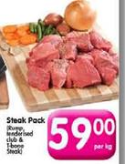 Steak Pack(Rump, Tenderised Club & T-Bone Steak)-Per Kg