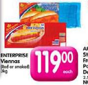 Enterprise Viennas(Red Or Smoked) - 3Kg Each