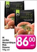 M Jumbo Mozambique Pink Prawns-700g Nett Each