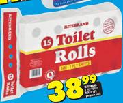 Ritebrand 1 Ply Toilet Rolls-15's