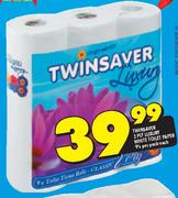 Twinsaver 2 Ply Luxury White Toilet Paper-9's Per Pack Each