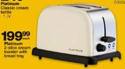 Platinum 2-Slice Cream Toaster With Bread Tray-Each