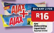 Ajax Dishwashing Liquid Refill-2x500Ml Each