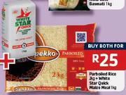 Parboiled Rice 2Kg+ White Star Quick Maize Meal-1Kg