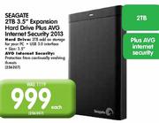 Seagate 2TB 3.5" Expansion Hard Drive Plus AVG Internet Security 2013-Each