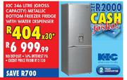 KIC 346ltr Metallic Bottom Freezer Fridge With Water Dispenser