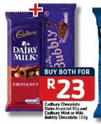 Cadbury Chocolate Slabs-90g And Cadbury Mint Or Milk Bubbly Chocolate-150gm