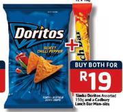 Simba Doritos Assorted-150g & A Cadbury Lunch Bar Man-Size