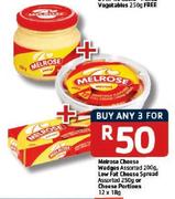 Melrose Cheese Wedges Assorted 200g/Low Fat Cheese Spread Assorted 250g/Cheese Portions 12 x 18g-3's