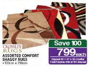 Crossley Rugs Assorted Comfort Shaggy Rugs-133cm x 210cm Each