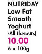 Nutriday Low Fat Smooth Yoghurt (All Flavours)-6X100g
