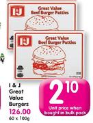  I & J Great Value Burgers-100g-Each