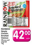 Rainbow Simply Chicken Smoked Viennas(Cheese And Original)-1Kg Each
