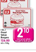 I & J Great value Burgers-100gm