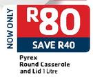 Pyrex Round Casserole And Lid-1L