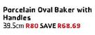 Porcelain Oval Baker With Handles-39.5cm