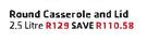 Pyrex Round Casserole And Lid-2.5L