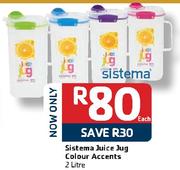 Sistema Juice Jug Colour Accents-2L Each