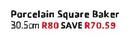 Porcelain Square Baker-30.5cm Each