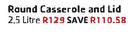 Pyrex Round Casserole And Lid-2.5Ltr