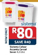 Sistema Colour Accents Cereal Saver-4.2Ltr Each