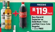 Buy Bacardi Superior Or Gold Rum-750ml And Get Coca-Cola Regular-1Ltr Free
