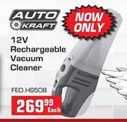 Auto Kraft 12V Rechargeable Vacuum Cleaner-Each