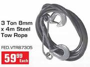 3 Ton 8mmX4m Steel Tow Rope-Each