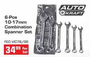 Auto Kraft 6-Pce 10-17mm Combination Spanner Set-Per Set