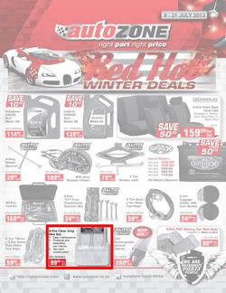 Autozone : Red hot winter deals (9 Jul - 21 Jul 2013), page 1