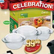 Curve Glass 3-Piece Casserole Set-Per Set