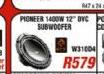 Pioneer 1400W 12" DVC Subwoofer