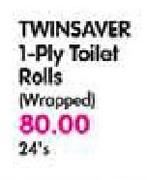 TwinSaver 1 Ply Toilet Rolls(Wrapped)-24's Pack