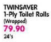 Twinsaver 1-Ply Toilet Rolls (Wrapped)- 24's 