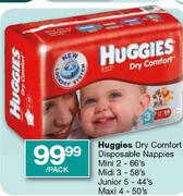 Huggies Dry Comfort Disposable Nappies Mini 2-66's Per Pack