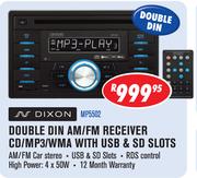 Dixon Double Din AM/FM Receiver CD/MP3/WMA With USB & SD Slots(MP5502)